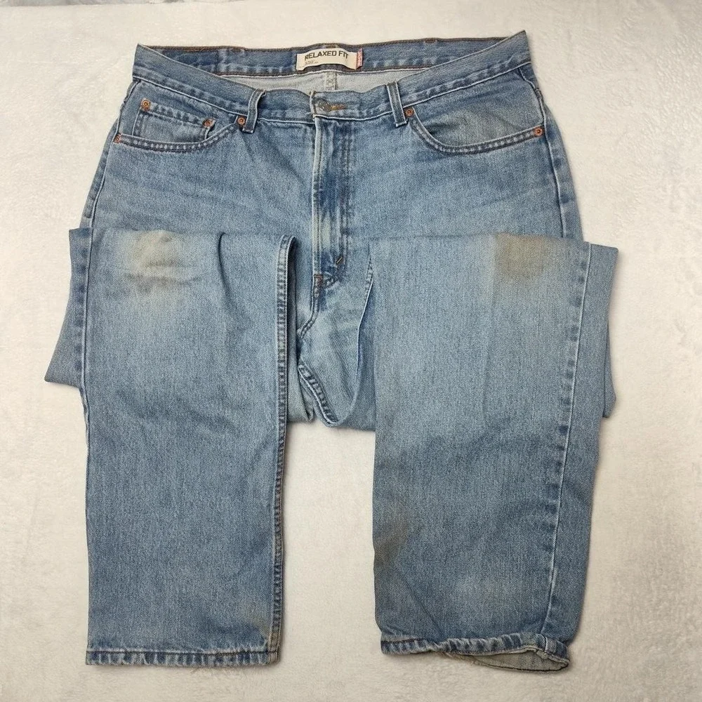 Vintage Levis 550 Jeans Mens 38x34 Blue Y2K Light Distressed‎ Straight Denim